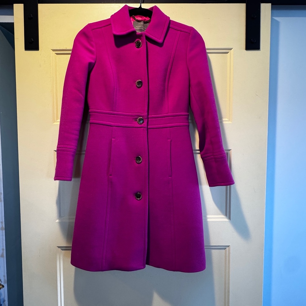 J. Crew Double Cloth Vibrant Pink Coat with Thinsulate
